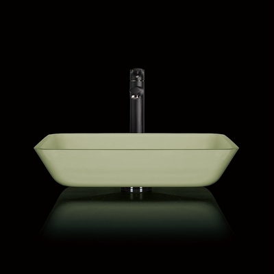 105mm 330mm Counter Top Bowl Sink مستطيل أبيض فاتح الحمام الأخضر