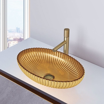 أحواض السفن الزجاجية القوية OEM 18k Gold Color الداخلية 135mm الارتفاع