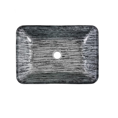 أحواض غسيل الحمام من التيتانيوم الأسود / الرمادي L460 * W330 * H105mm بالوعة سوداء مستطيلة