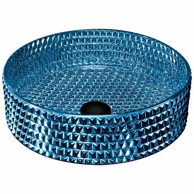 حوض غسيل زجاجي حديث مطلي باللون الأزرق ، حوض غسيل زجاجي أزرق