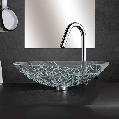 حوض سفينة بيضاوية كبيرة فائقة الوضوح من الزجاج المقسى L51 5 * W360 * H140mm