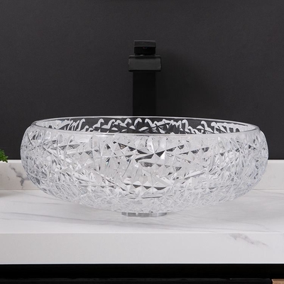 الكرة الشكل جولة السلطانية بالوعة الحمام سفينة 170mm كريستال واضح كونترتوب شنت