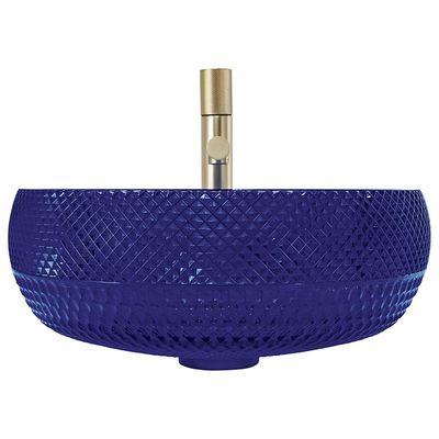 أحواض السفن الزجاجية الكريستالية اللون الأزرق الملكي بالوعة كونترتوب