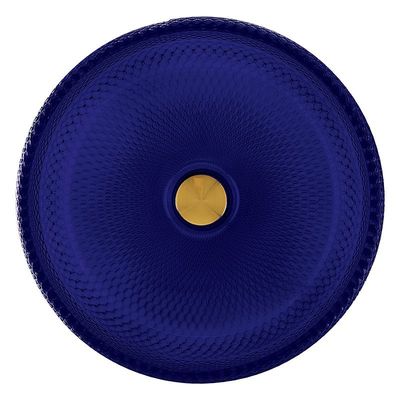 أحواض السفن الزجاجية الكريستالية اللون الأزرق الملكي بالوعة كونترتوب