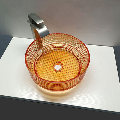 حوض غسيل زجاج كريستال ملون Oranger مزين بالوعة الحمام كونترتوب