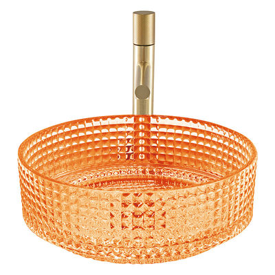 حوض غسيل زجاج كريستال ملون Oranger مزين بالوعة الحمام كونترتوب