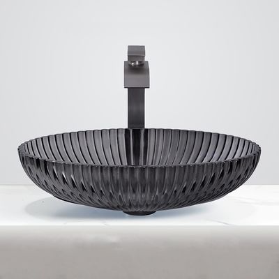 أحواض سفن زجاجية سوداء شفافة مع حوض حمام بحجم 1.77 بوصة