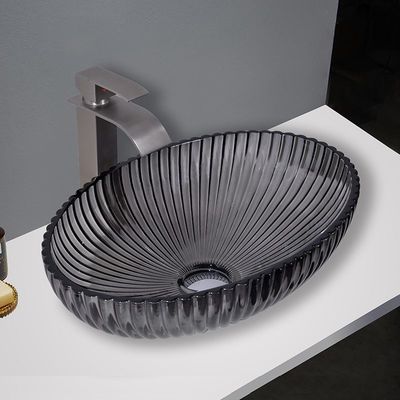 أحواض سفن زجاجية سوداء شفافة مع حوض حمام بحجم 1.77 بوصة