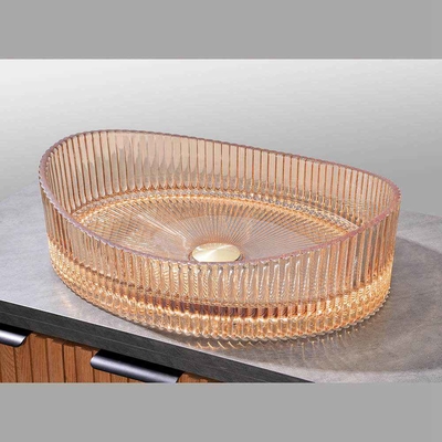 500*370*140mm حجم زجاج المرحاض غسالة حوض غسيل كريستال زجاج غسالة وعاء